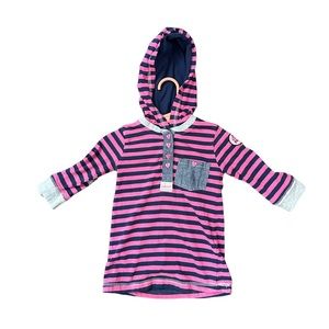 Babaluna girls 9-12 months sweater oversized pink blue stripes and hooded